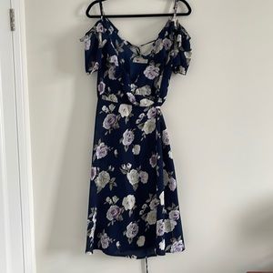 Navy Floral Wrap Dress